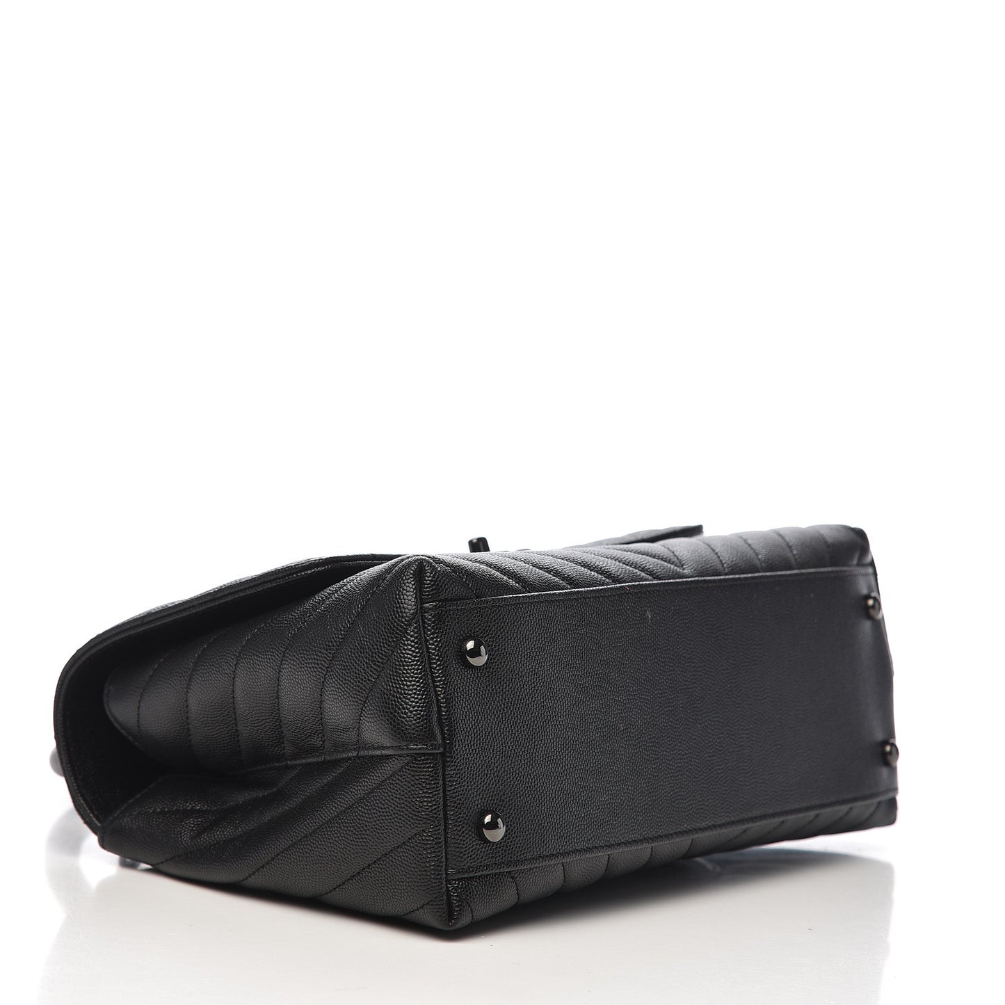 Caviar Chevron Quilted Small Coco Handle Flap So Black