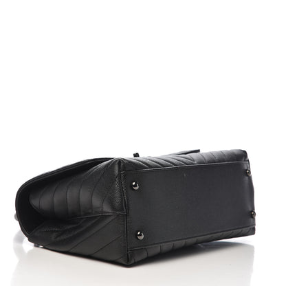 Chanel Caviar Chevron Quilted Small Coco Handle Flap So Black 4 of 11