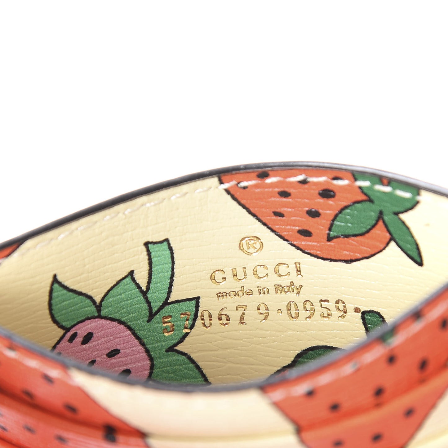 Calfskin Strawberry Print Zumi Case Case Ivory Red