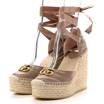 Gucci Nappa Matelasse GG Marmont Ankle Wrap Platform 35/120mm Espadrille Wedges 36 Porcelain Rose 3 of 10