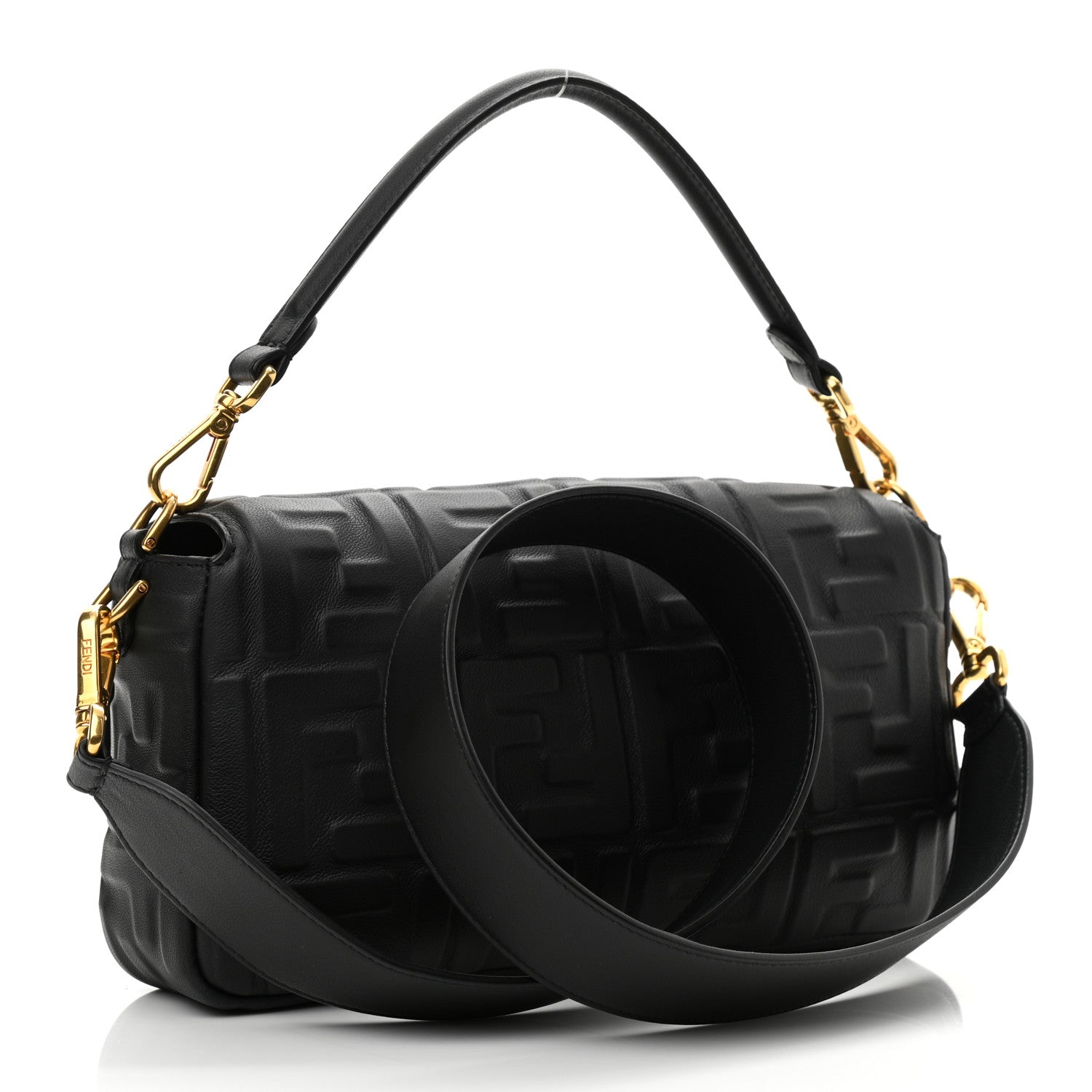 Fendi Nappa FF 1974 Embossed Baguette Black 2 of 10