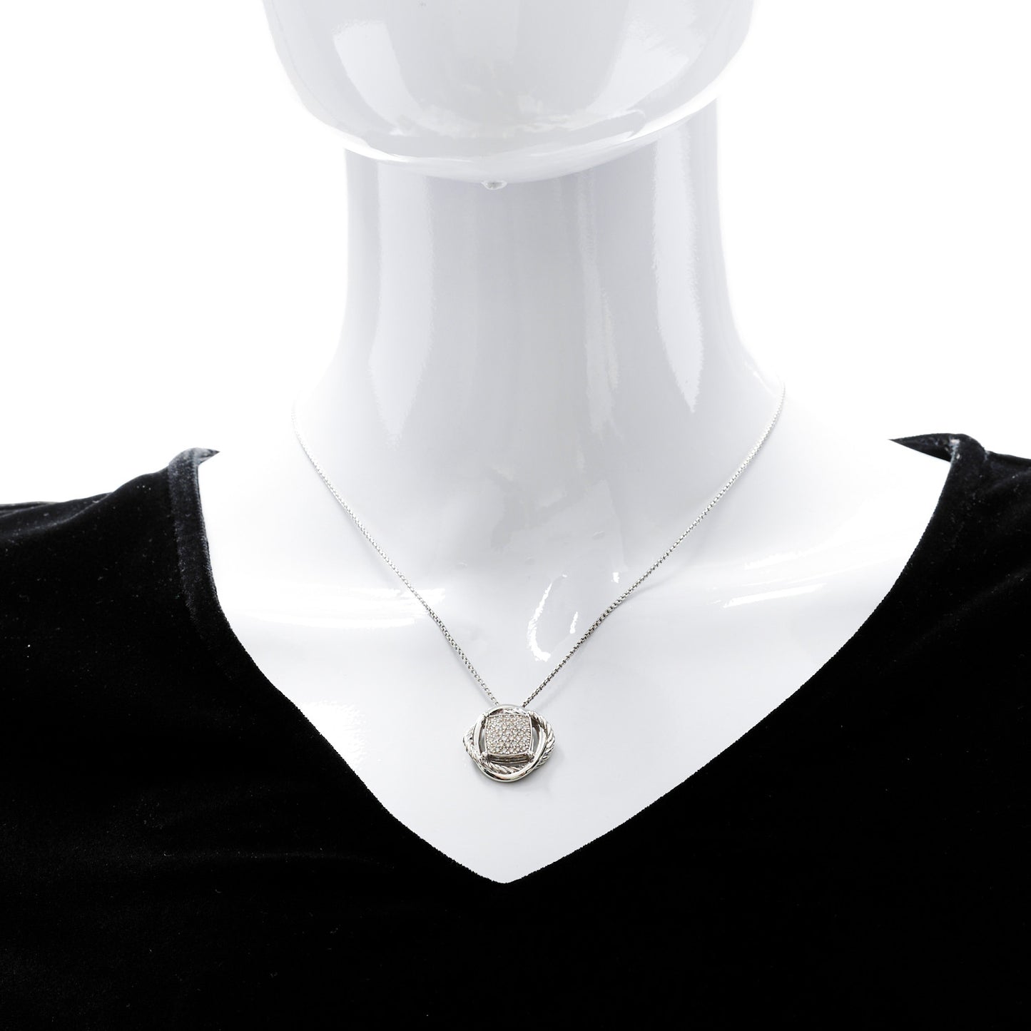 Sterling Silver Diamond 20mm Infinity Pendant Necklace