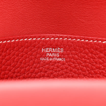 Hermes Taurillon Clemence Verso Halzan 31 GM Rouge Casaque Vermillion 6 of 11