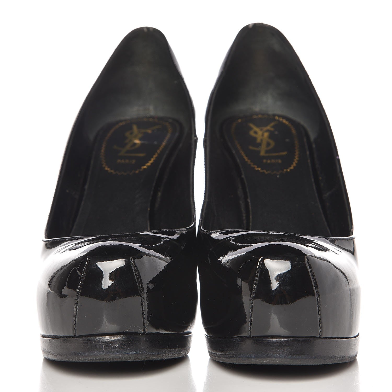 Saint Laurent Vitello Vernice Tribtoo 80 Platform Pumps 37.5 Black 2 of 14