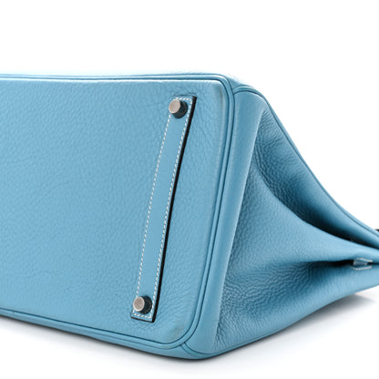 Hermes Taurillon Clemence Birkin 35 Blue Jean 10 of 16
