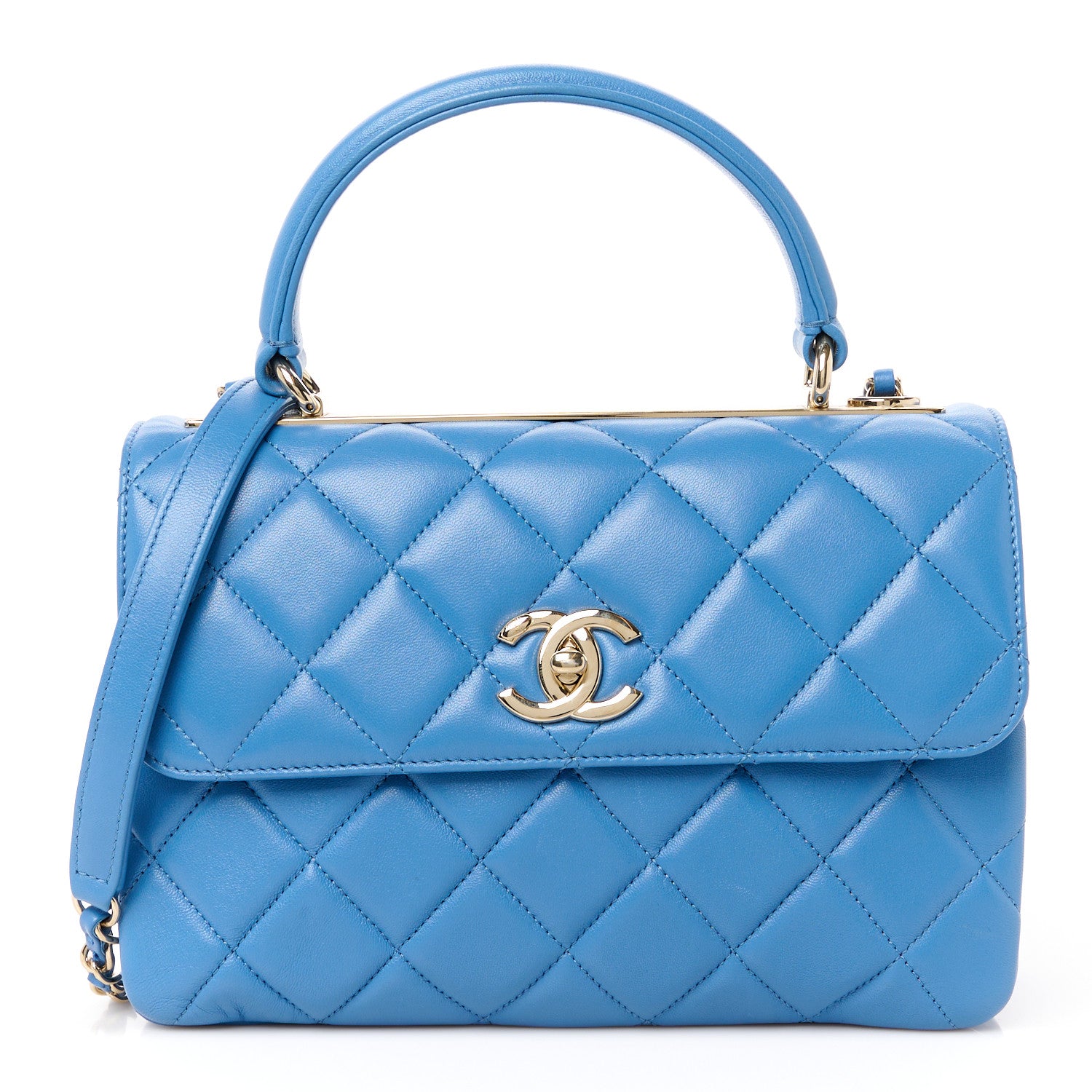 Chanel Lambskin Quilted Small Trendy CC Dual Handle Flap Bag Blue 1 of 11