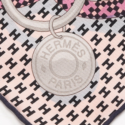 Hermes Silk Cheval Mirage Scarf 70 Rose Poudre Noir Gris 3 of 7