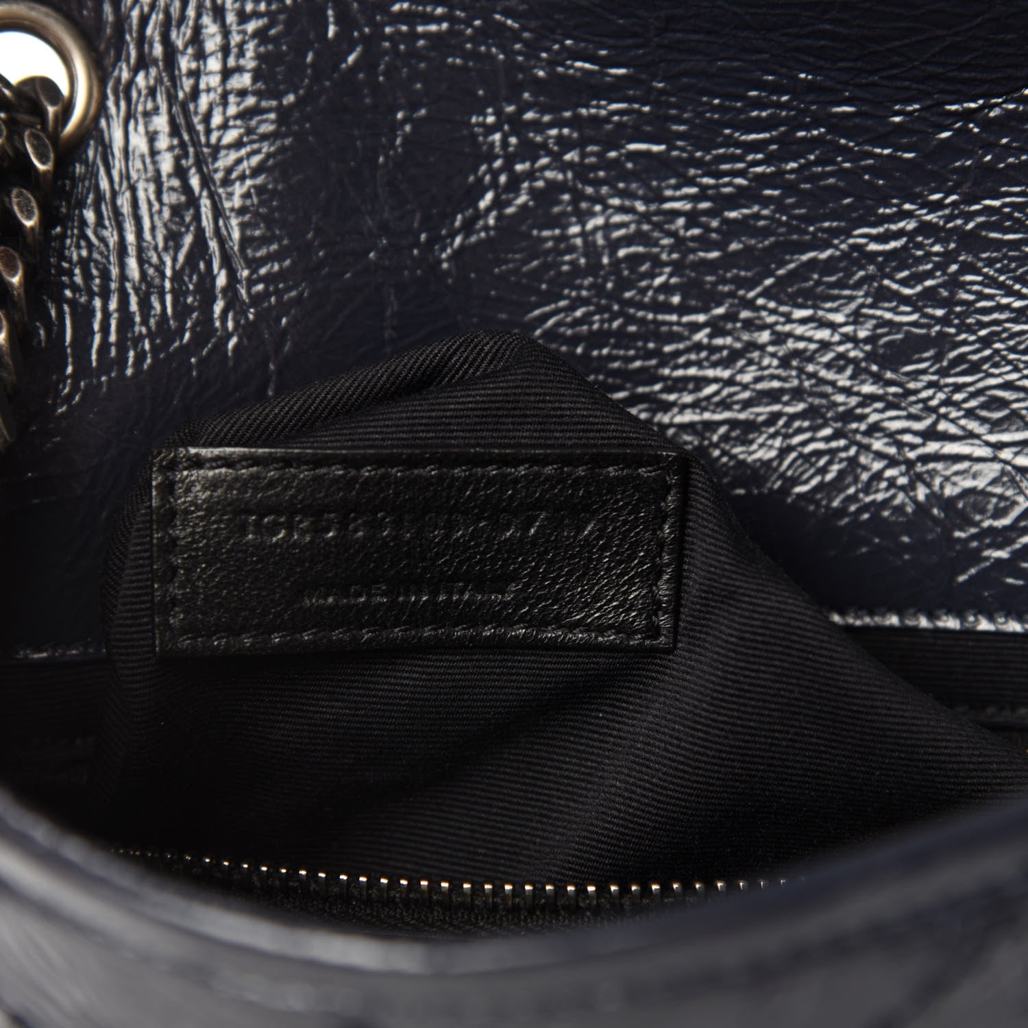 Saint Laurent Crinkled Calfskin Matelasse Monogram Niki Chain Wallet Deep Marine 9 of 10