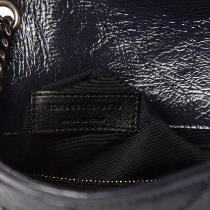 Saint Laurent Crinkled Calfskin Matelasse Monogram Niki Chain Wallet Deep Marine 9 of 10