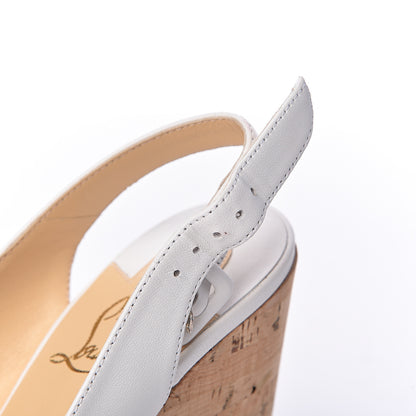 Christian Louboutin Nappa Cork Reine De Liege 120 Wedges 37 White Natural 8 of 15