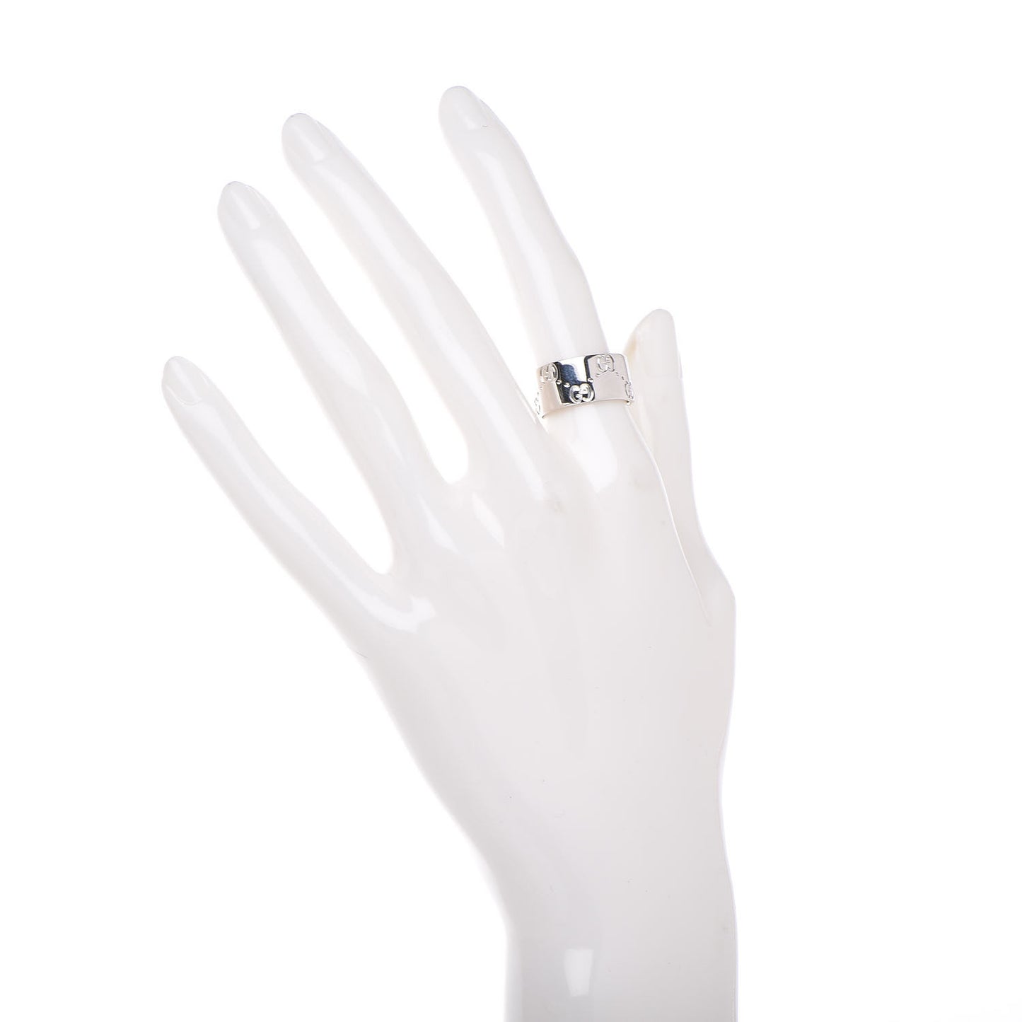 18K White Gold 9mm Icon Band Ring 50 5.5