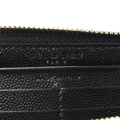 Saint Laurent Grain De Poudre Matelasse Chevron Monogram Zip Around Wallet Black 6 of 9