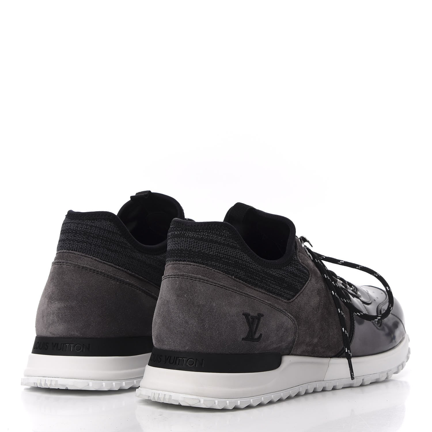Louis Vuitton Metallic Patent Suede Run Away Sneakers 8.5 Grey 4 of 11