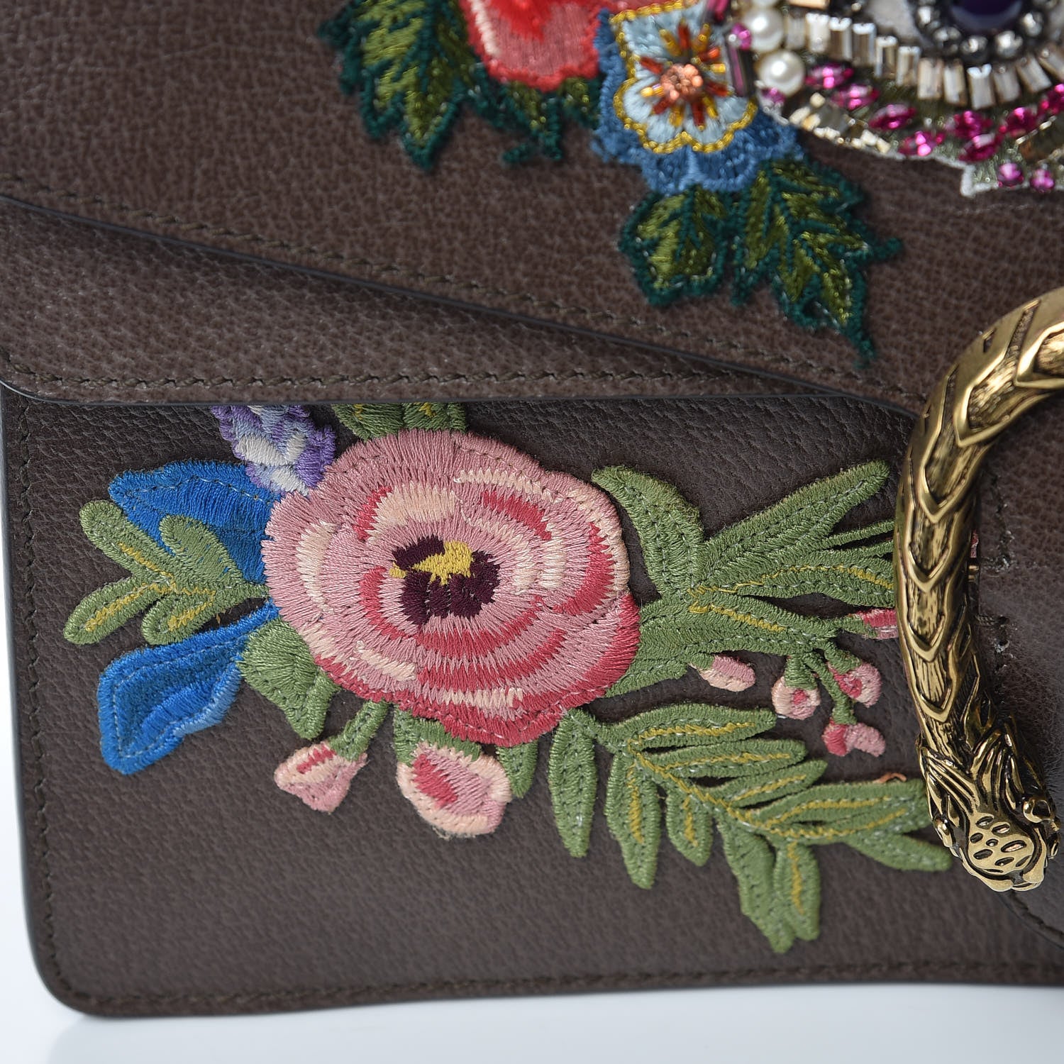 Gucci Calfskin Web Owl Embroidered Medium Dionysus Shoulder Bag New Acero Multicolor 12 of 12