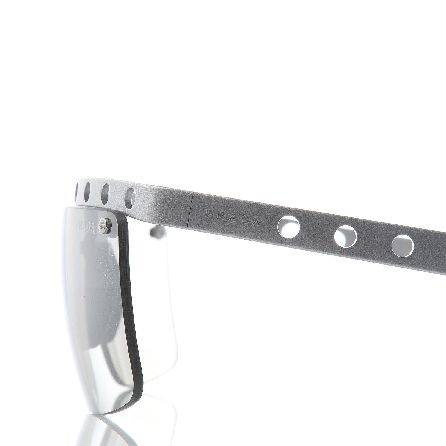 Prada Perforated Half Rim Sunglasses SPR50R Matte Silver 535769