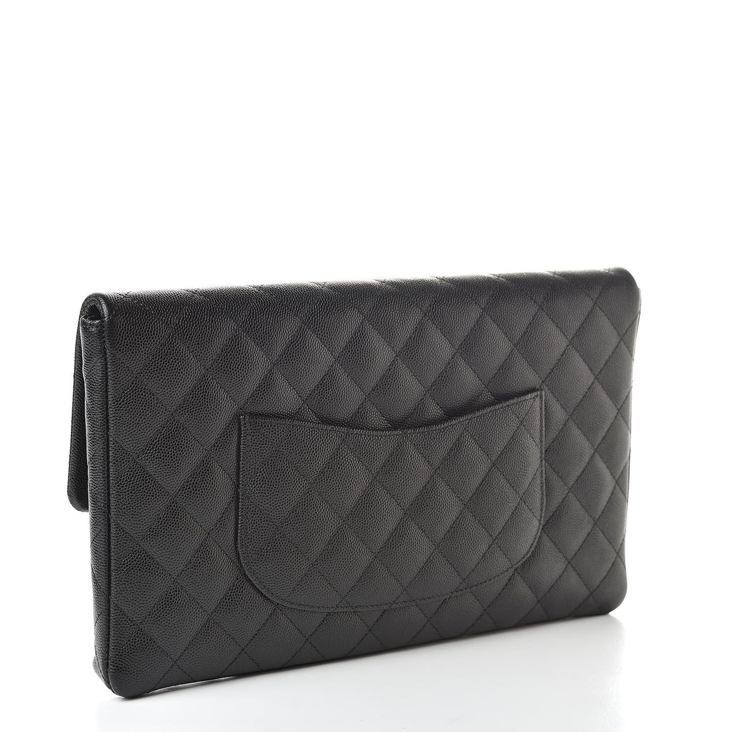 Caviar Quilted Flap Clutch Black