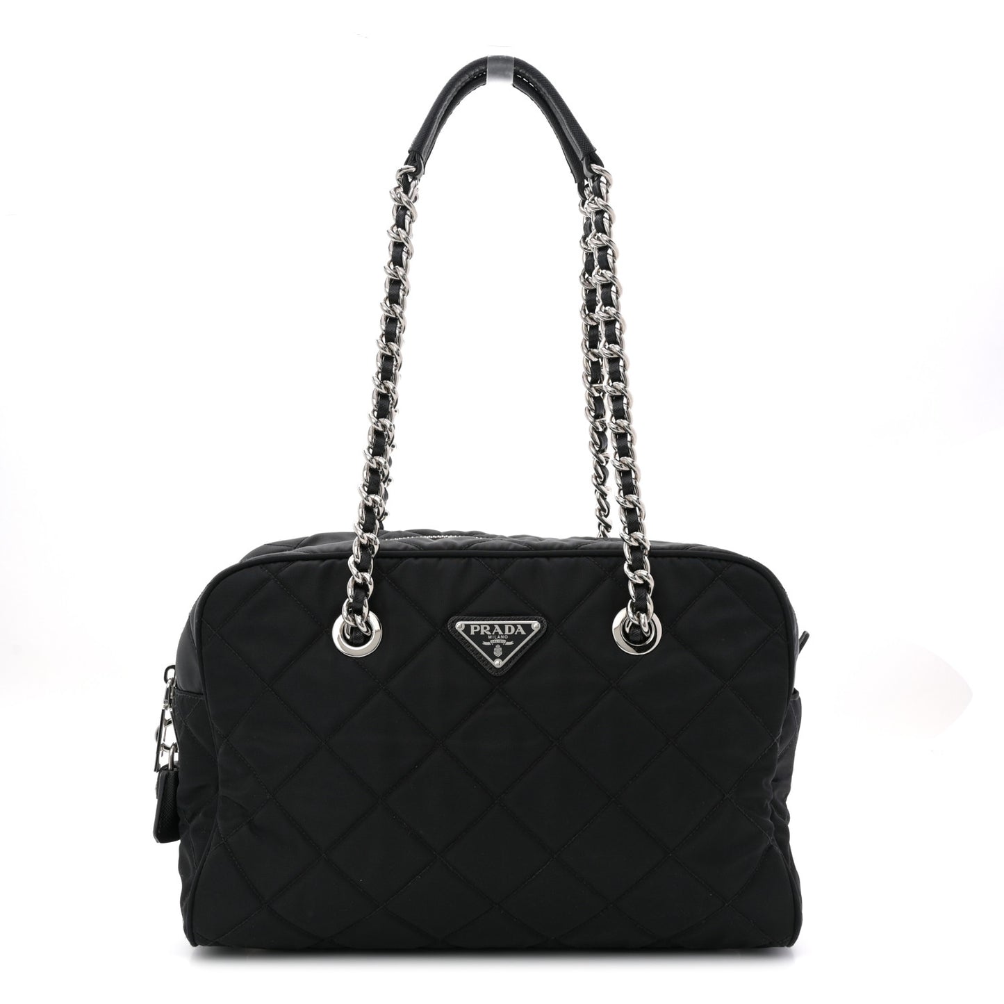 Nylon Tessuto Impuntu Quilted Shoulder Bag Black