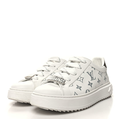 Louis Vuitton Calfskin Monogram Debossed Time Out Sneakers 40 White Silver 3 of 9