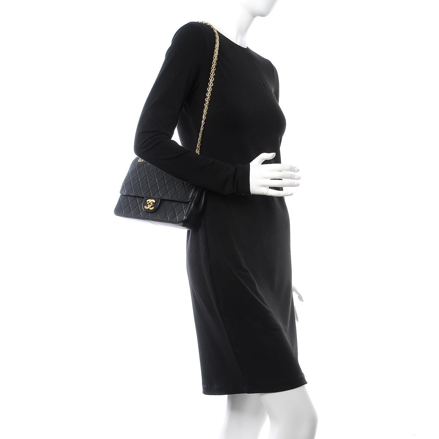 Chanel Lambskin Quilted Medium Bijoux Chain Double Flap Black 2 of 8