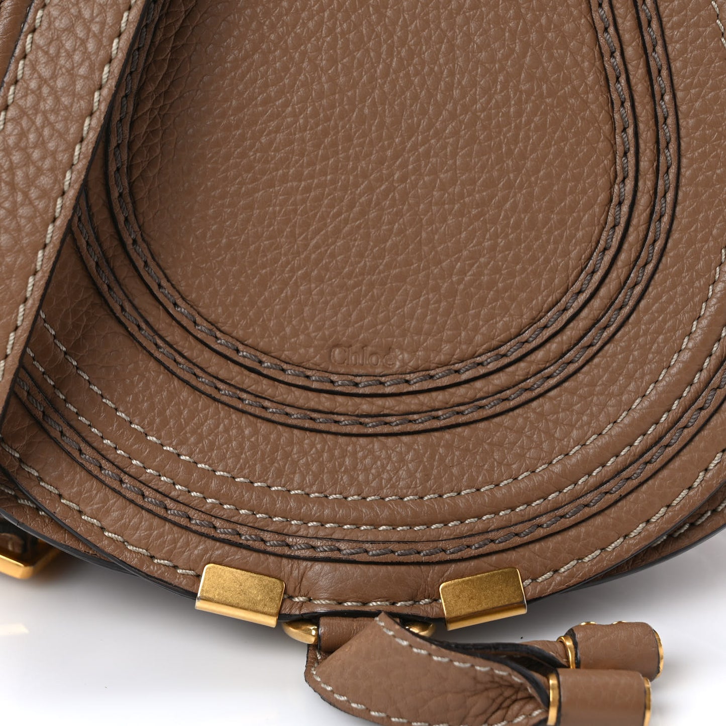 Calfskin Mini Marcie Round Crossbody Bag Nut