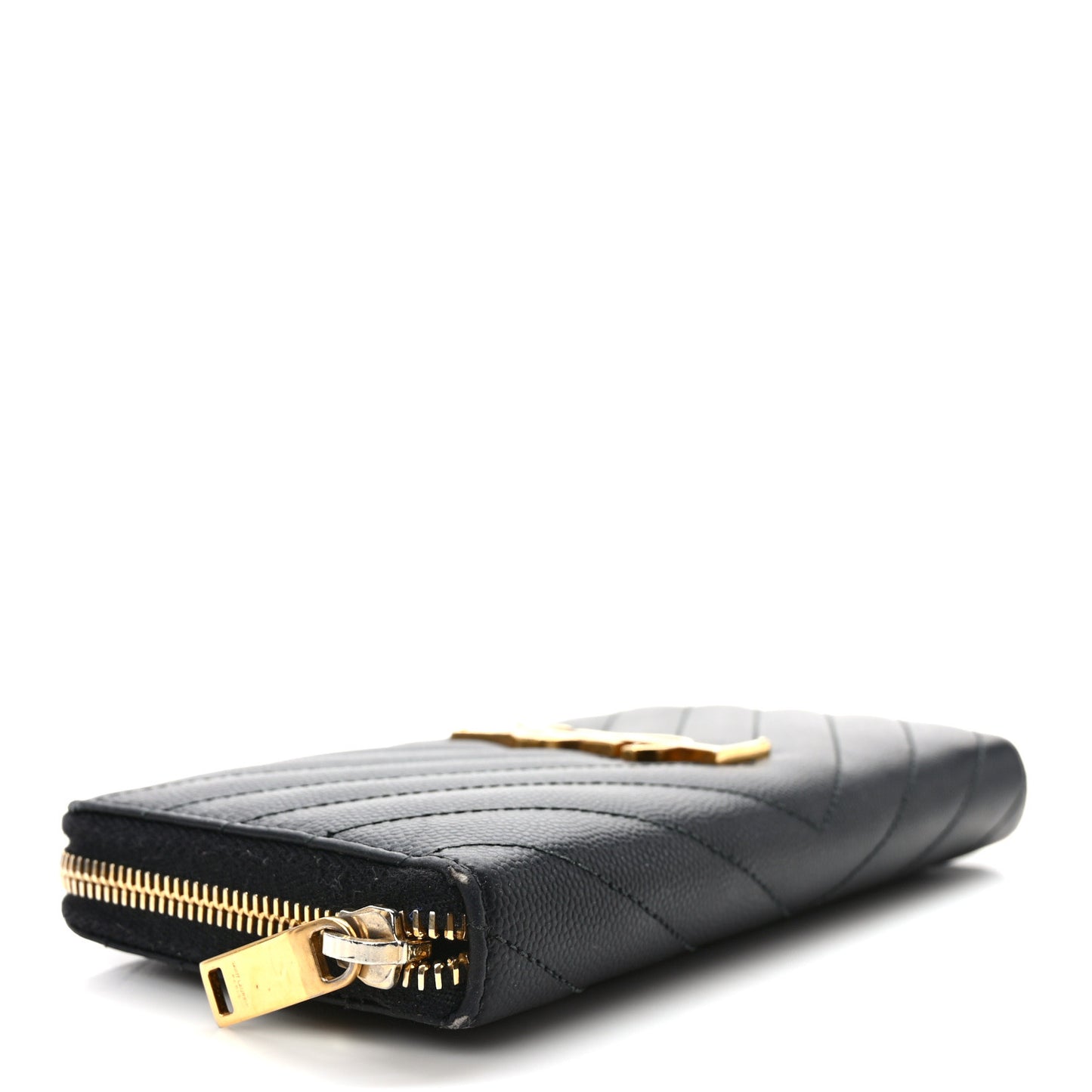 Grain De Poudre Matelasse Chevron Monogram Zip Around Wallet Black
