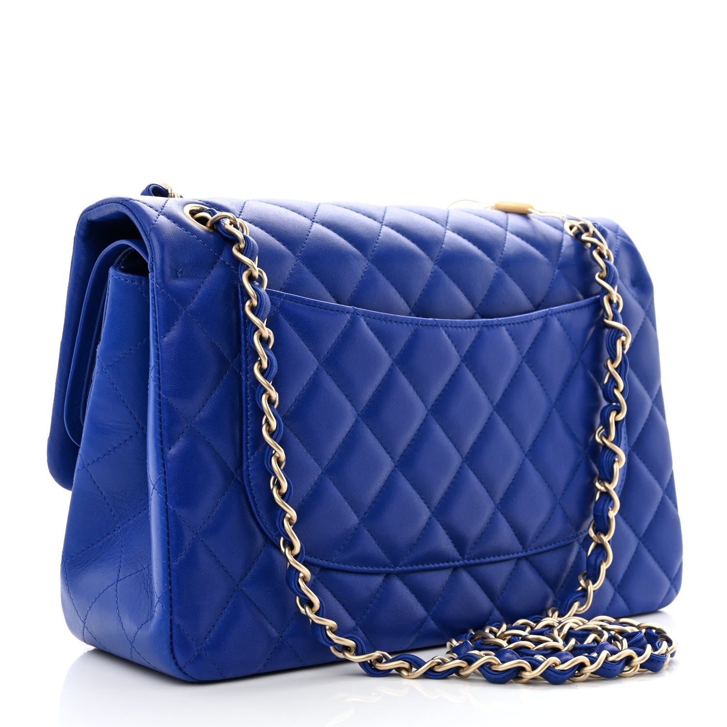 Chanel Lambskin Quilted Jumbo Double Flap Blue 3 of 10