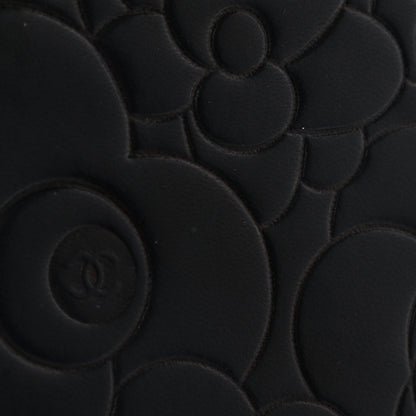 Chanel Lambskin Camellia Embossed Yen Wallet Black 11 of 17
