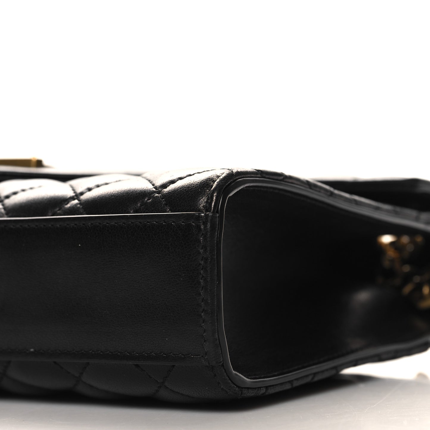 Lambskin Mixed Matelasse Triquilt Medium Monogram Satchel Black