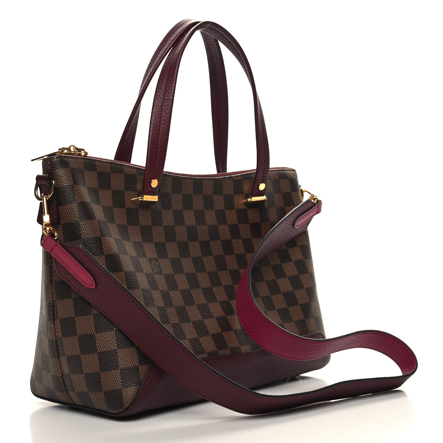 Louis Vuitton Damier Ebene Cuir Taurillon Hyde Park Fuchsia 3 of 9