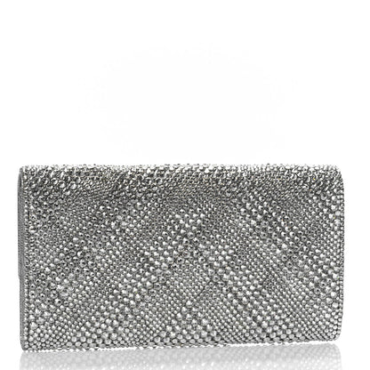 Chanel Crystal Quilted CC Large Gusset Flap Wallet Silver 3 of 10