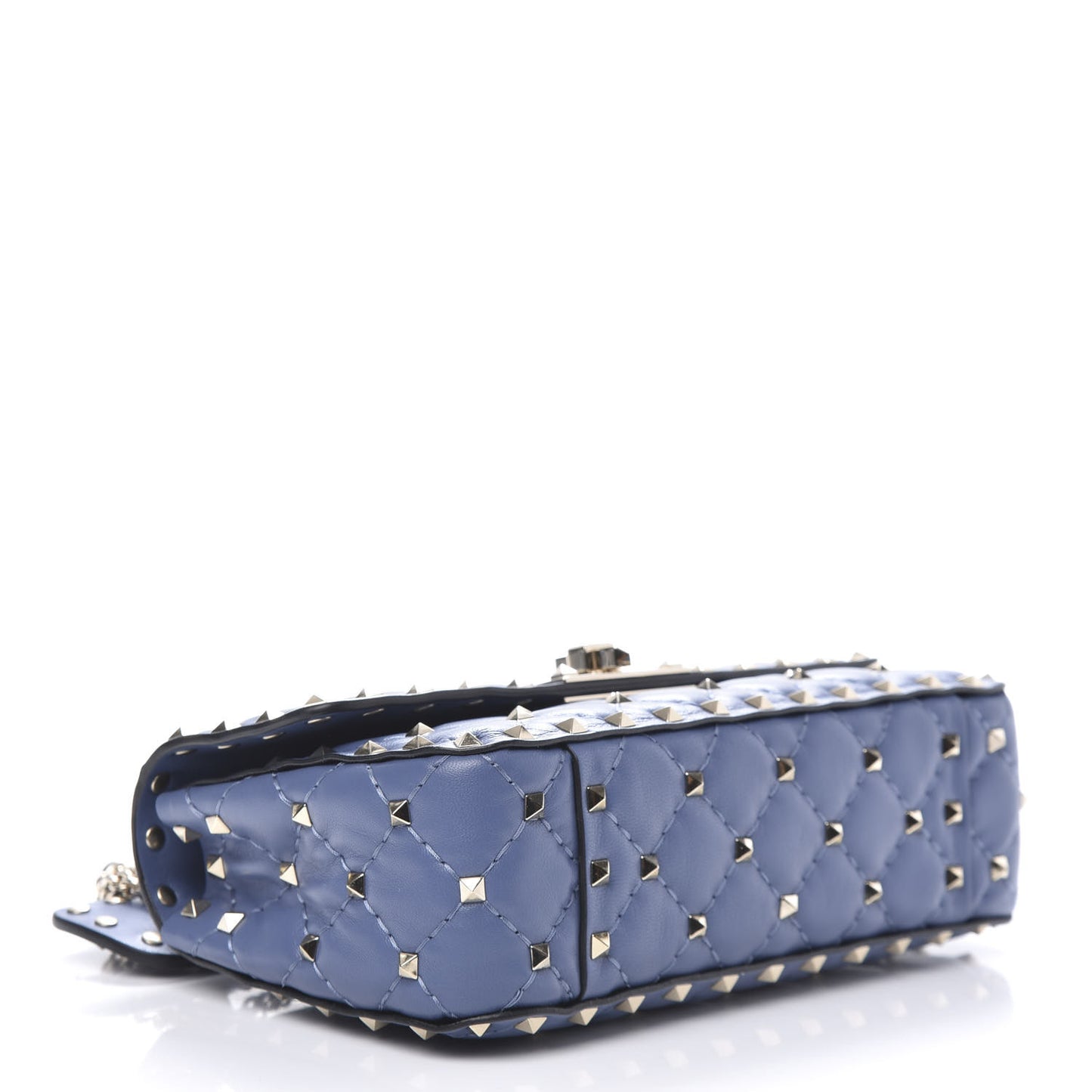 Lambskin Small Rockstud Spike Shoulder Bag Blue