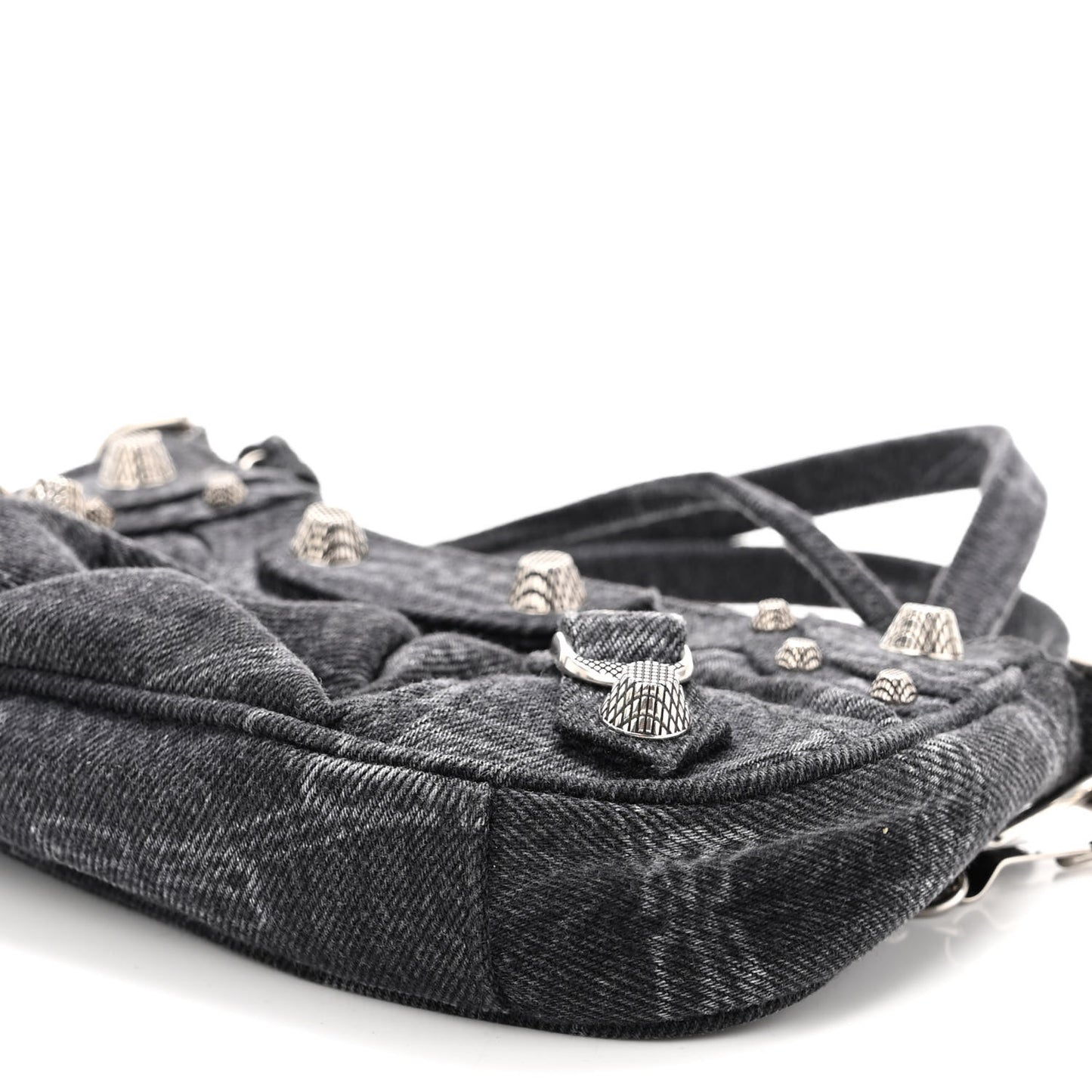 Washed Denim BB Monogram Le Cagole Mini Purse With Chain Black