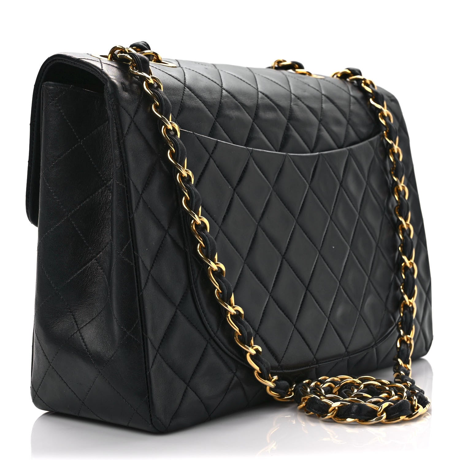 Chanel Lambskin Quilted XL Jumbo Single Flap Black 3 of 12