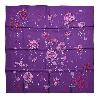Hermes Silk La Rosee Scarf 90 Ultra Violet Parme Bougainville 1 of 6