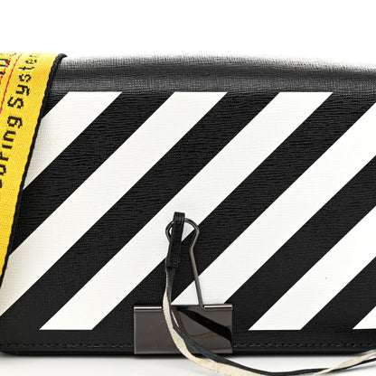 Off-White Saffiano Striped Mini Diag Binder Clip Bag Black White Yellow 7 of 9