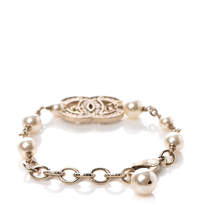 Chanel Pearl Crystal CC Bracelet Gold 3 of 6