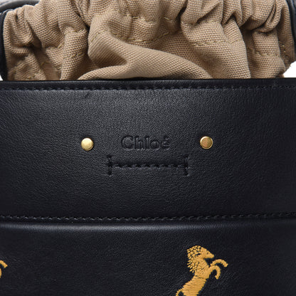 Chloe Smooth Calfskin Little Horses Embroidered Mini Roy Bucket Bag Full Blue 8 of 10