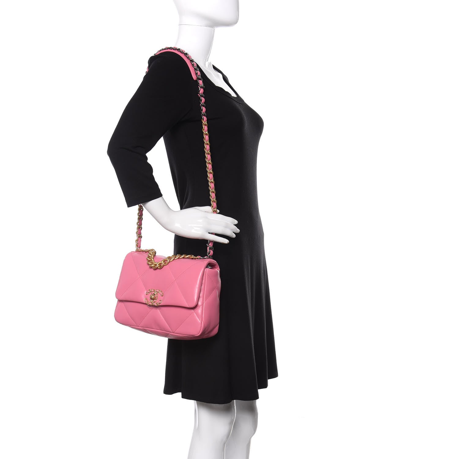Chanel Lambskin Quilted Medium Chanel 19 Flap Pink 2 of 11