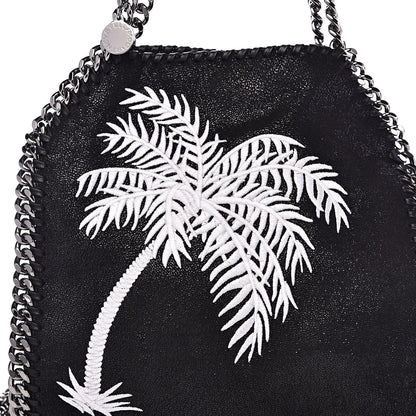 Stella McCartney Shaggy Deer Embroidered Palm Tree Mini Falabella Tote Black 10 of 10