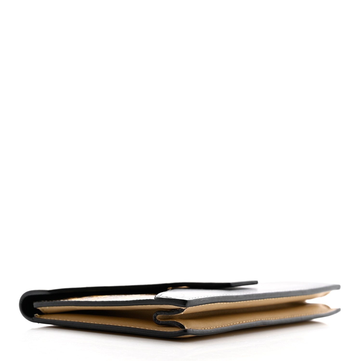 Celine Calfskin Lizard Diamond Compact Multifunction Wallet Beige Black 4 of 10