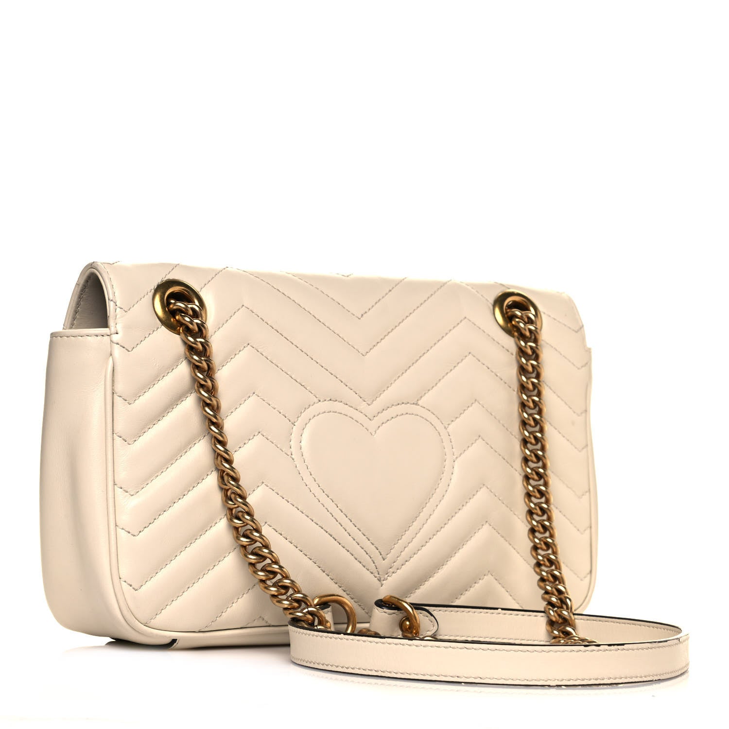 Gucci Calfskin Matelasse Small GG Marmont Shoulder Bag White 3 of 11