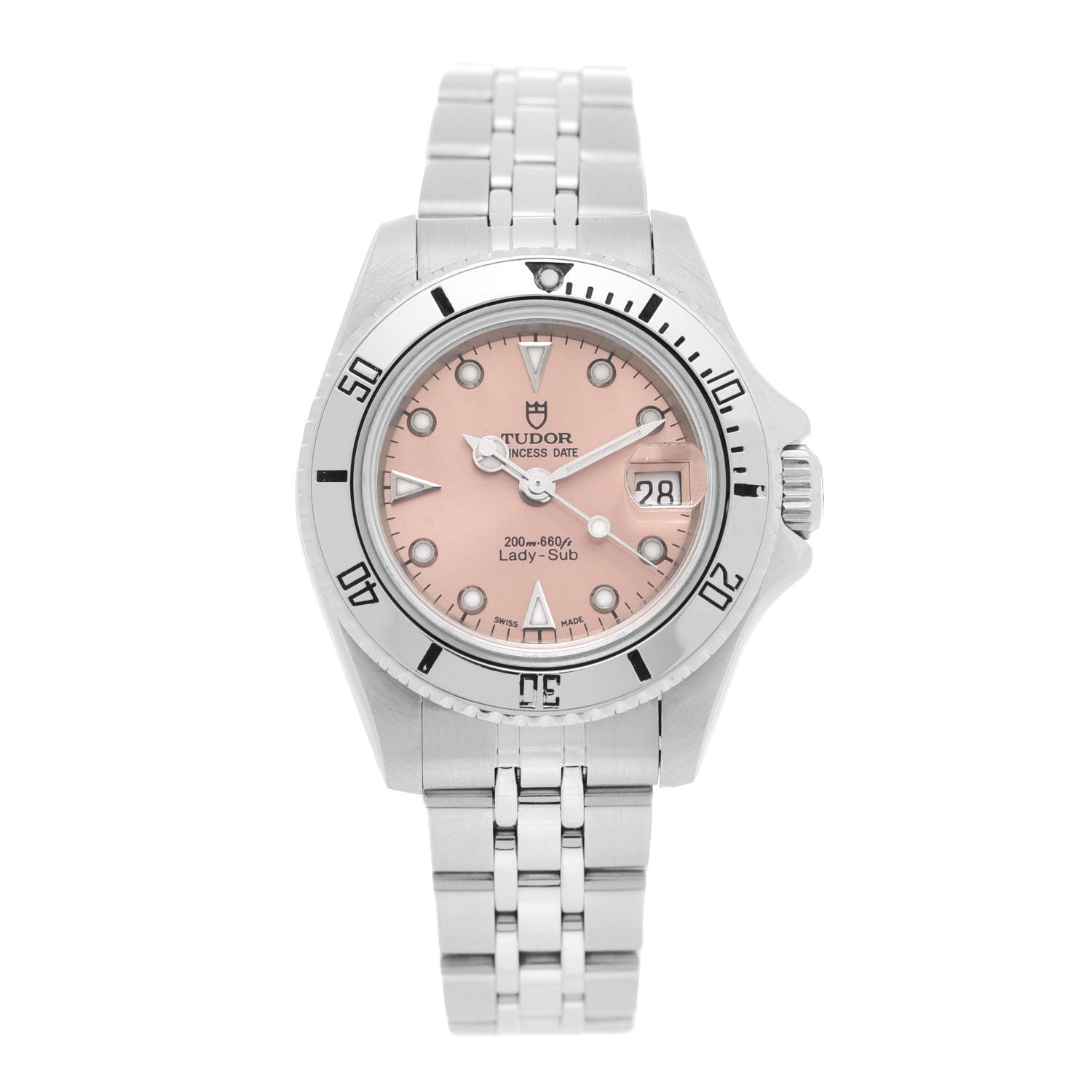 TUDOR Stainless Steel 26mm Lady-Sub Princess Date Automatic Watch Pink 96090 1 of 5
