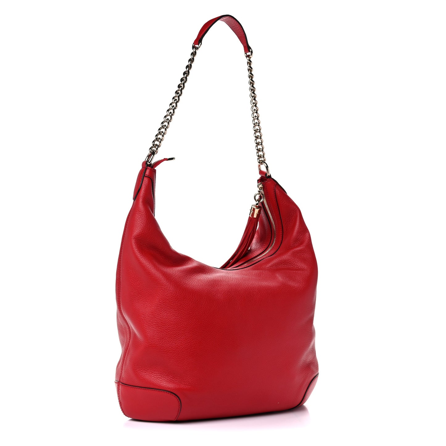 Pebbled Calfskin Medium Soho Chain Hobo Red