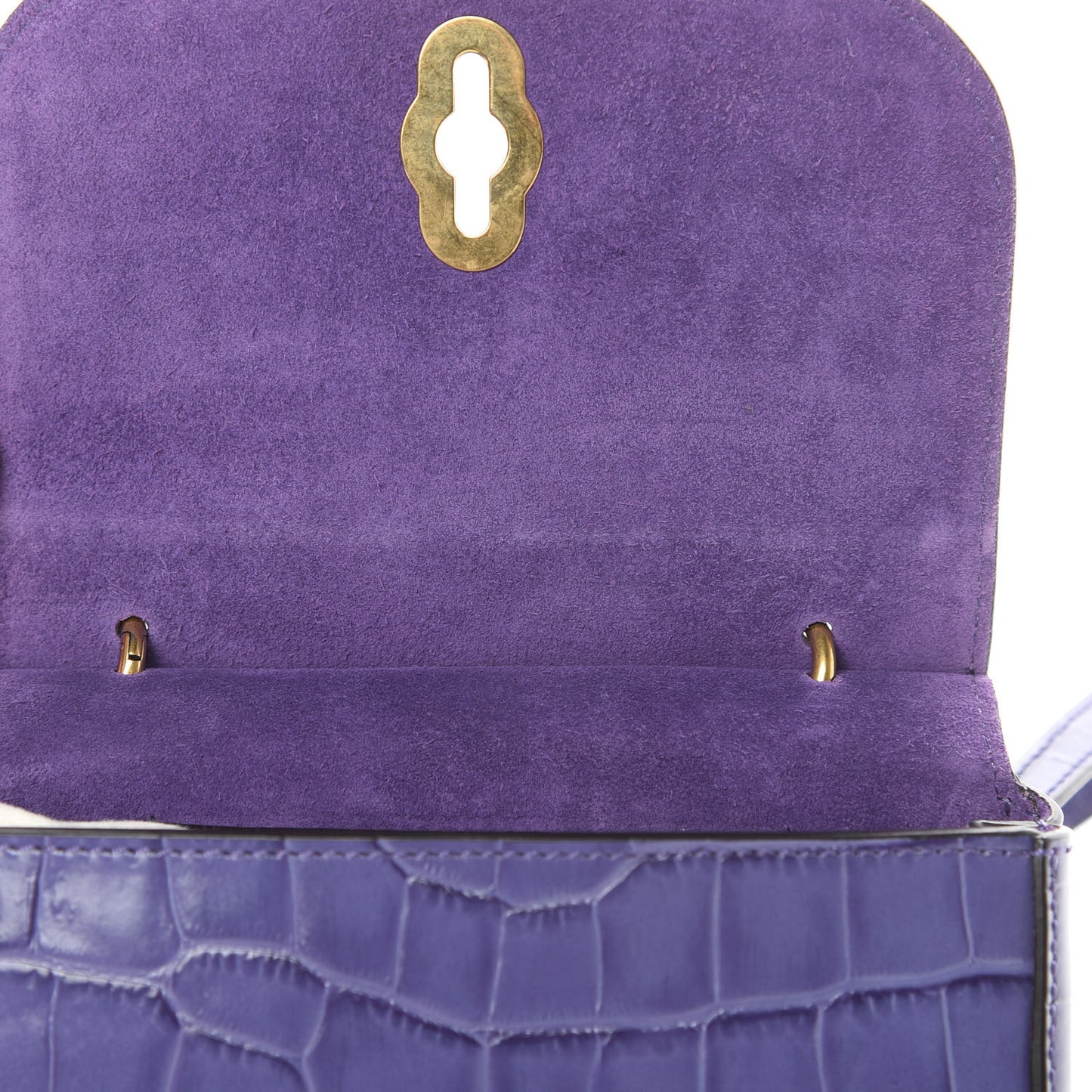 Calfskin Crocodile Embossed Mini Amberley Flap Purple