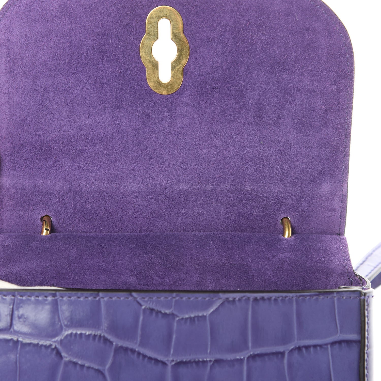Mulberry Calfskin Crocodile Embossed Mini Amberley Flap Purple 11 of 11