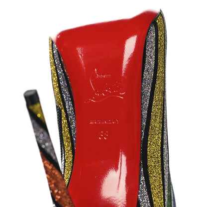 Christian Louboutin Suede Stripyglitter So Kate Booty 100 Ankle Boots 38 Multi 7 of 8