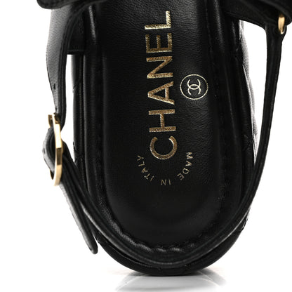 Chanel Lambskin Quilted Chain CC Platform Sandals 37.5 Black 6 of 9