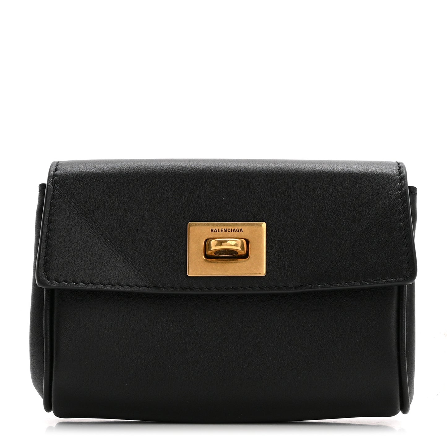Natural Smooth Calfskin Rodeo Flap Wallet Black