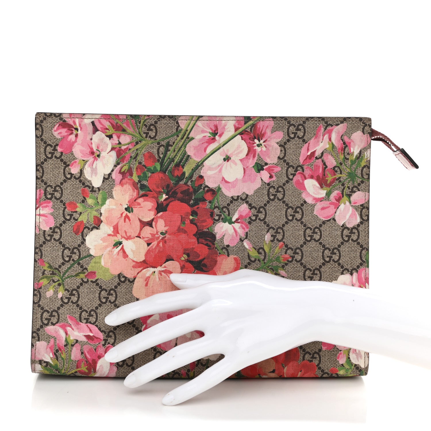Gucci GG Supreme Monogram Blooms Large Cosmetic Case Beige Multicolor Dry Rose 2 of 7