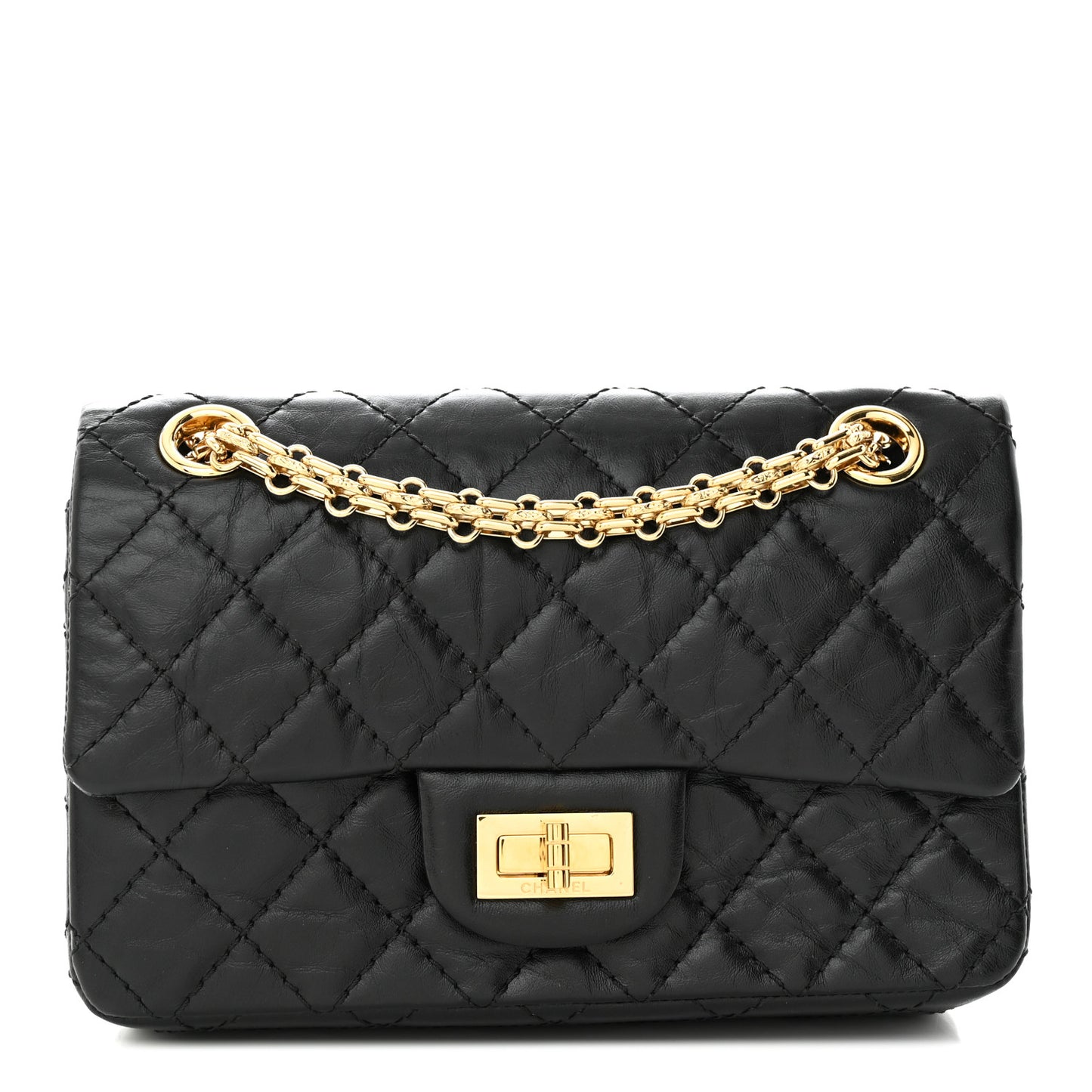 Aged Calfskin Quilted 2.55 Reissue Mini Flap Black